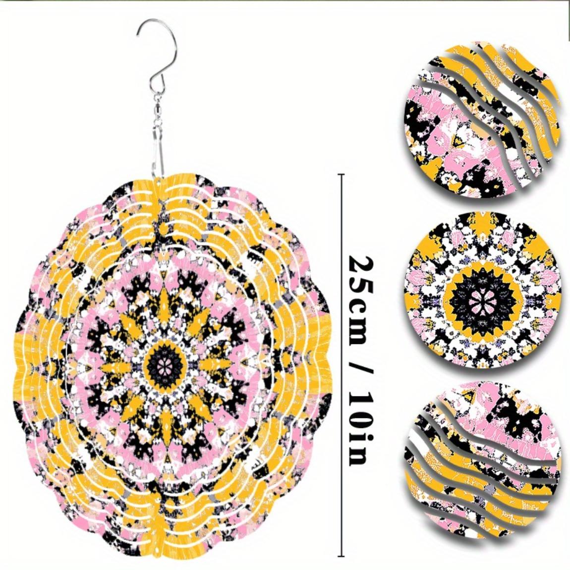 

Outdoor Wind Chime Vintage Floral Design Printed Metal Garden Art Hanging Decoration for Christmas Halloween Thanksgiving July 4th Indoor 01A