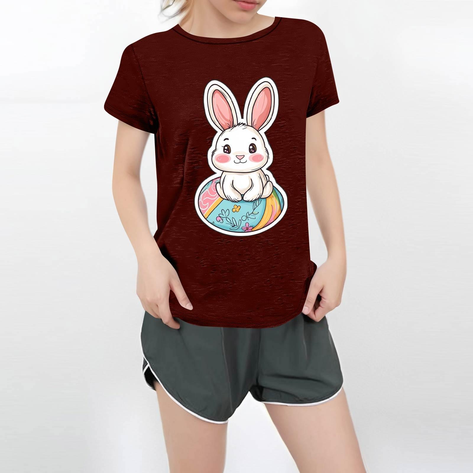 

Женская повседневная футболка с круглым вырезом и короткими рукавами с принтом M винный