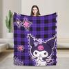 Kuromi Halloween Plaid Blankets Fleece Summer  Portable Super Warm Throw Blanket for Home Bedroom Rug Piece