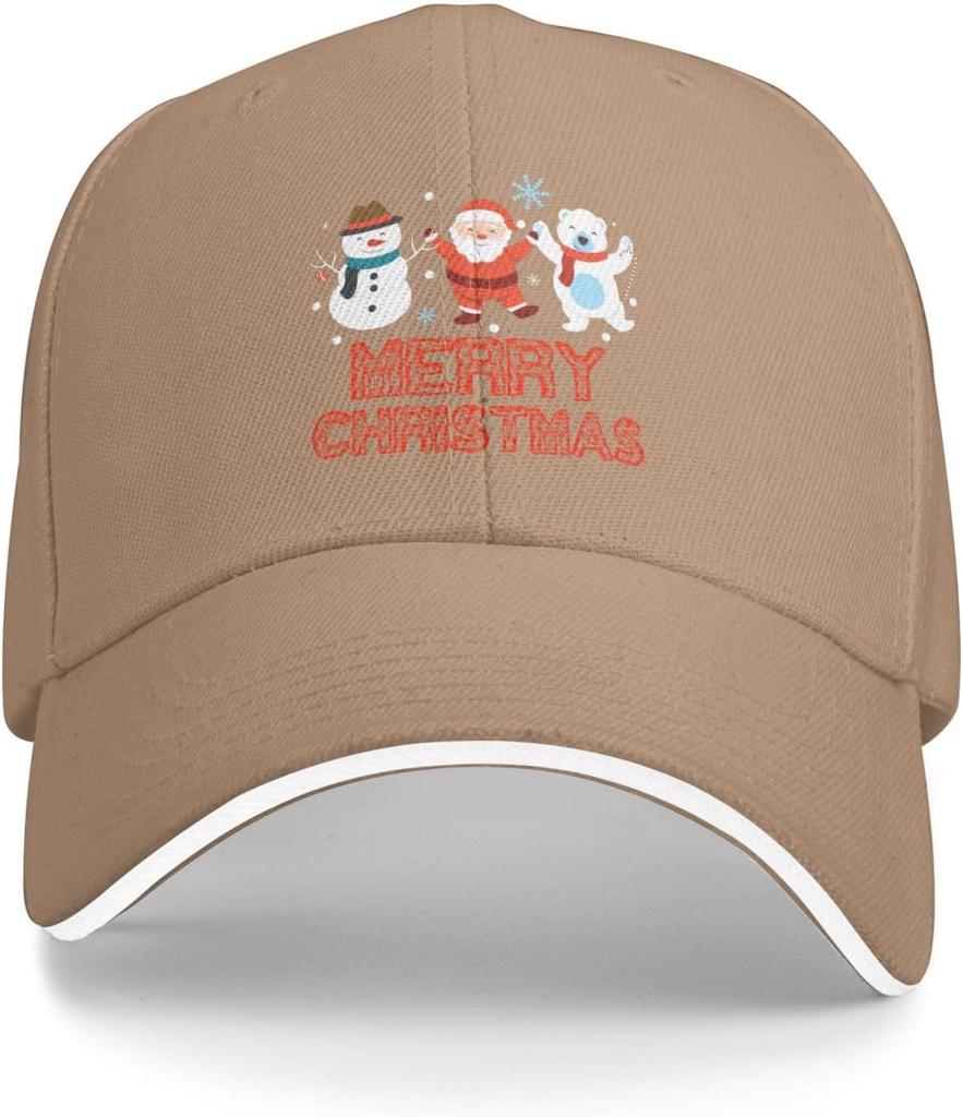 Merry Christmas Santa Snowman Polar Bear Baseball Cap Polyester Adjustable Outdoor Casual Baseball Hat