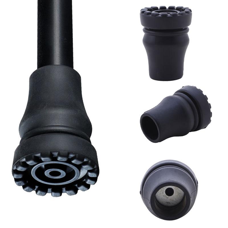 Rubber Pad Cap Non-Slip Walking Stick Crutch Cane Bottom Pads Cover Protector Climbing Hiking Trekking Pole Tip Black 16/19/22mm