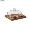 Wood Butter Box Glass Cover with Knife Cheese Plate Butter Plates Cake Rack Dessert Plate Pastry Plates Dim Sum Dish Fruit Bowl