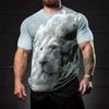 3D Lion Pattern Printed Short Sleeved Cool and Loose Summer Round Neck Top Men's T-shirts