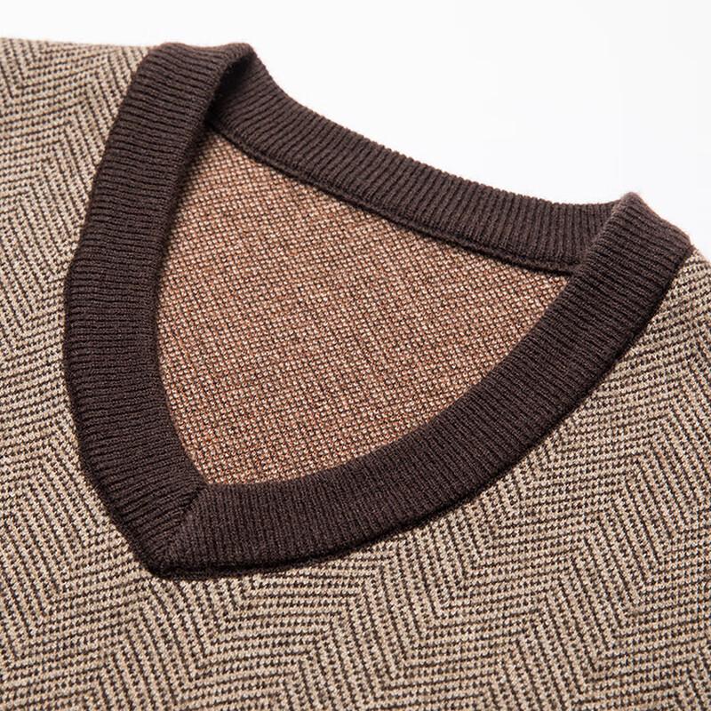 Hengyuanxiang Men's V-Neck Knit Sweater