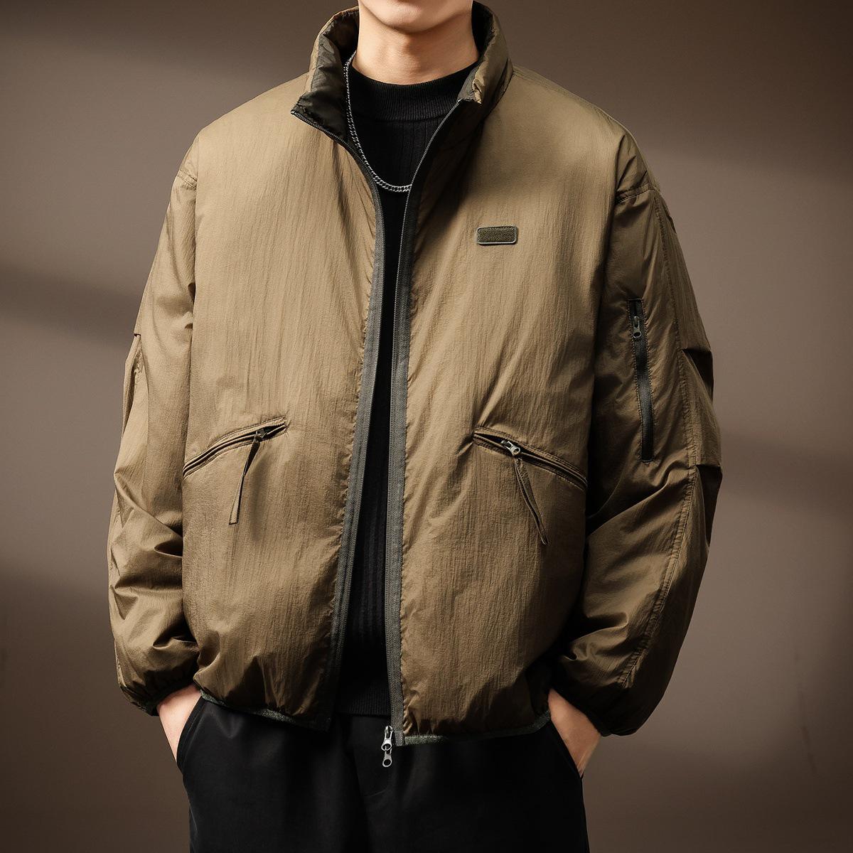 

Men s 2025 Winter Retro Style White Duck Down Jacket - High-End, Lightweight, Fluffy Stand Collar Outerwear 2XL for 85-95 kg зеленого кольору хакі