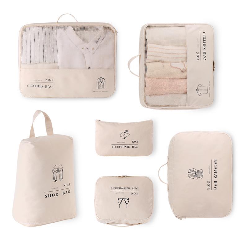 

Travel Storage Six-Piece Set: Suitcase Clothes and Underwear Organizer Bags for Business Trips 6-piece Set бежевий