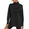 Women's Solid Color Slit Round Neck Sweatshirt Casual Top Loose Long Sleeved Top