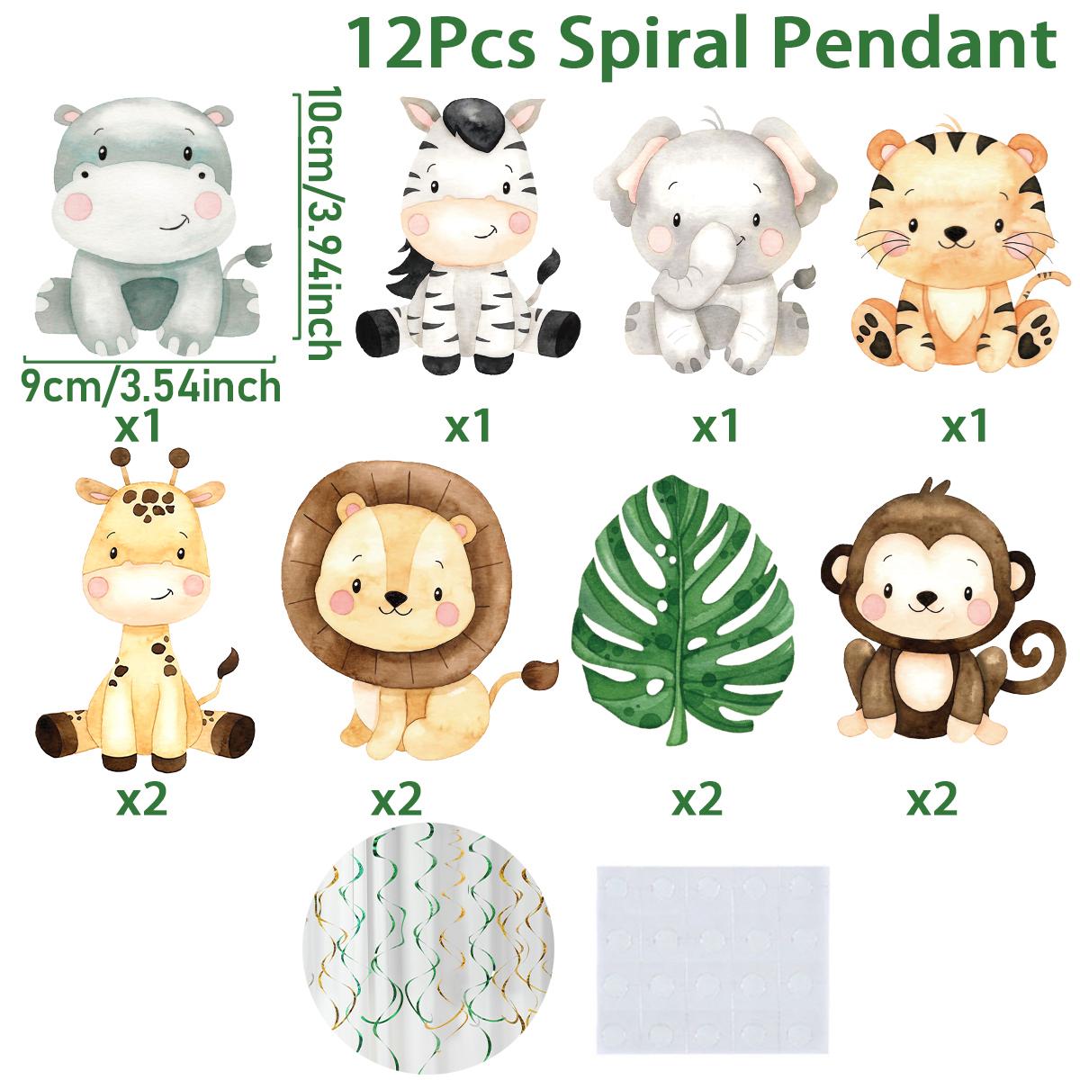 

Jungle Animals Spiral Pendant Jungle Safari Birthday Party Decoration Wild One Birthday Decor Haning Banner Baby Shower Supplies