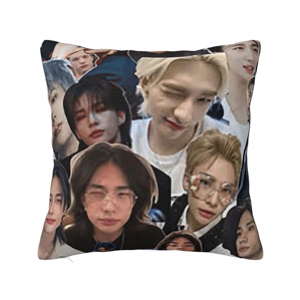 Hyunjin Collage Square Pillowcase Cushion Cover Pillow Case Throw Pillow Cover for Home Sofa Living Room