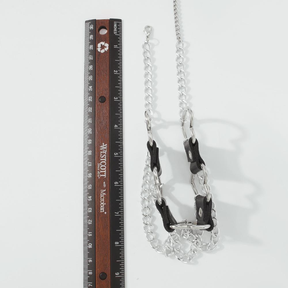 Women Hip Hop Punk Style Exaggerated Necklace Metal Texture PU Heart Jewelry Trendy Cool Personality Clavicle Necklace Jewelry