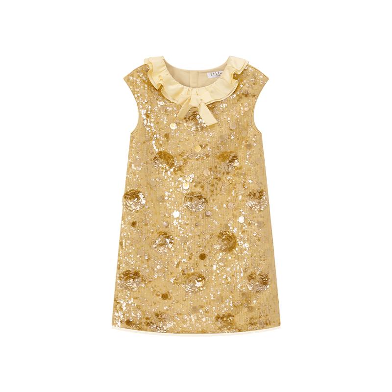 ELLE KIDS Girls  Sequin Flower Satin Princess Dress 140