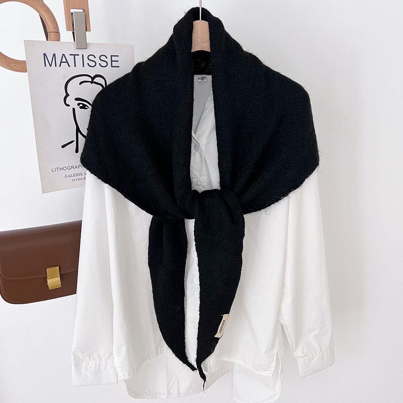 Women's Scarf Winter Big Size Wool Korean Style Knitted Triangle Scarf Women Winter Warm Headscarf Shawl Sold Color Neckerchief