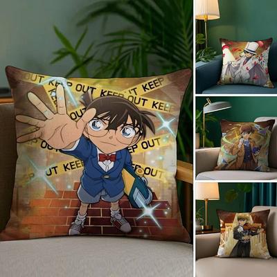 Anime D-Detective C-Conan Pillow Case Plush Fabric Soft Double Sided Print Sofa Cushion Cover Throw Pillow Covers