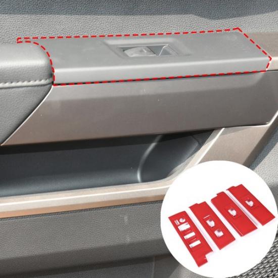 Sport Red Window Glass Lift Switch Button Frame Cover Trim For Toyota Tundra