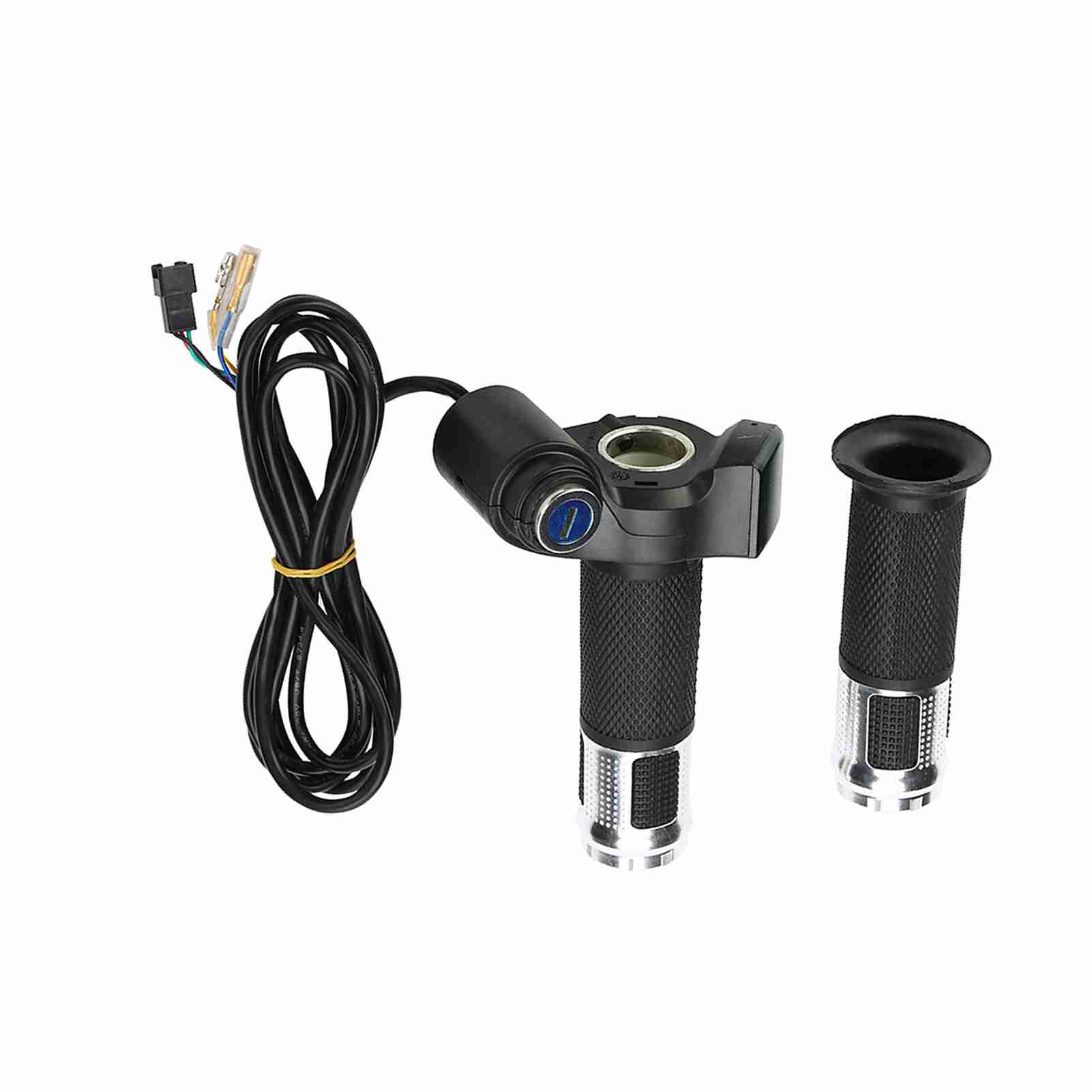 

4 Colors Twist Throttle Grips With LED Display Screen Handle With Key Knock For Electric Bike Silver