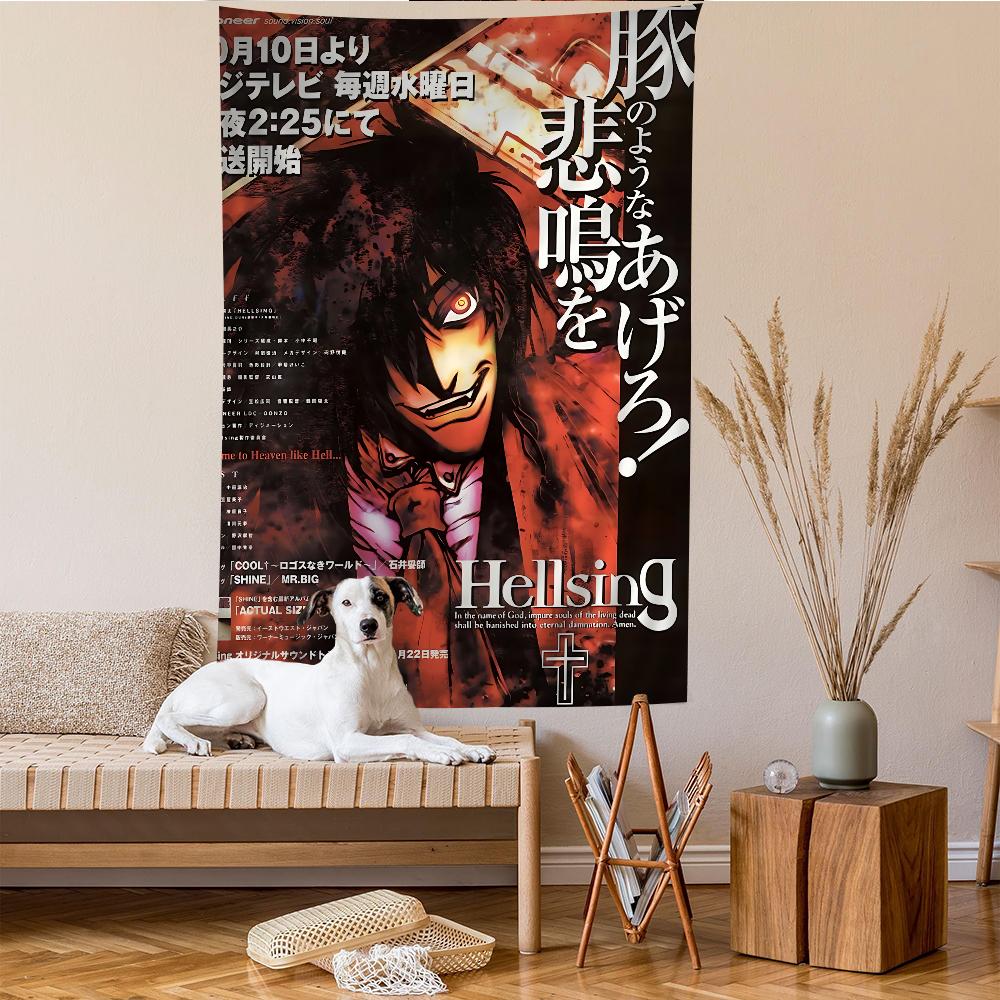 Hellsing Game Anime Tapestry Hippie Flower Wall Carpets Dorm Decor Wall Hanging Home Decor