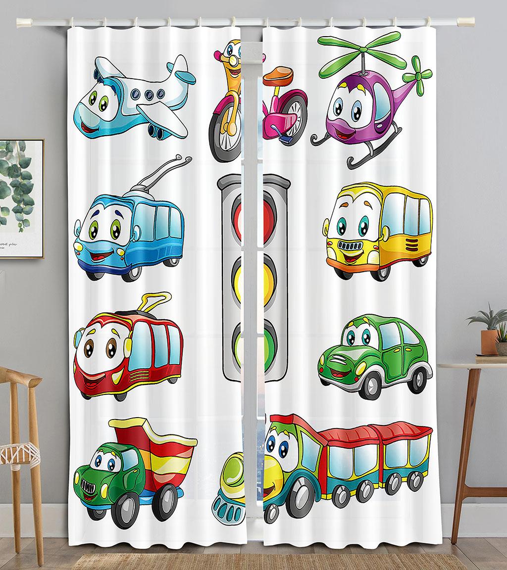 

Мультяшный трактор, грузовик, экскаватор, бульдозер, детские шторы, жалюзи для комнаты для мальчиков, кухонные окна, длинные Cortinas, готовое лечение 100W160H(CM)40x63in&Grommet Top