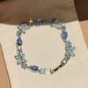 Spring Summer Blue Zircon Four Leaf Clover Bracelet For Women Fashion Jewelry Gift