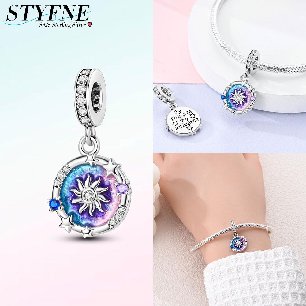 Charms Platadreamy Blue-Purple Star Dial Sun Pendants Fit Originalbracelets Charms For Women Jewelry Diy Making Gifts