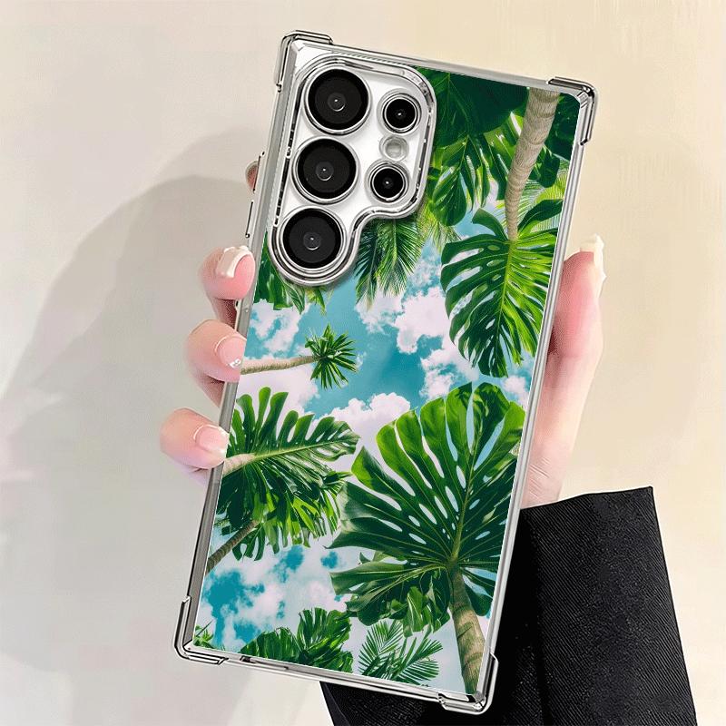 Summer Plants Green Leaf Soft Phone Case For Samsung Galaxy S26 Ultra S25 Edge S24 FE S23 Plus S22 S21 + S20 Plating Anti-Fall F