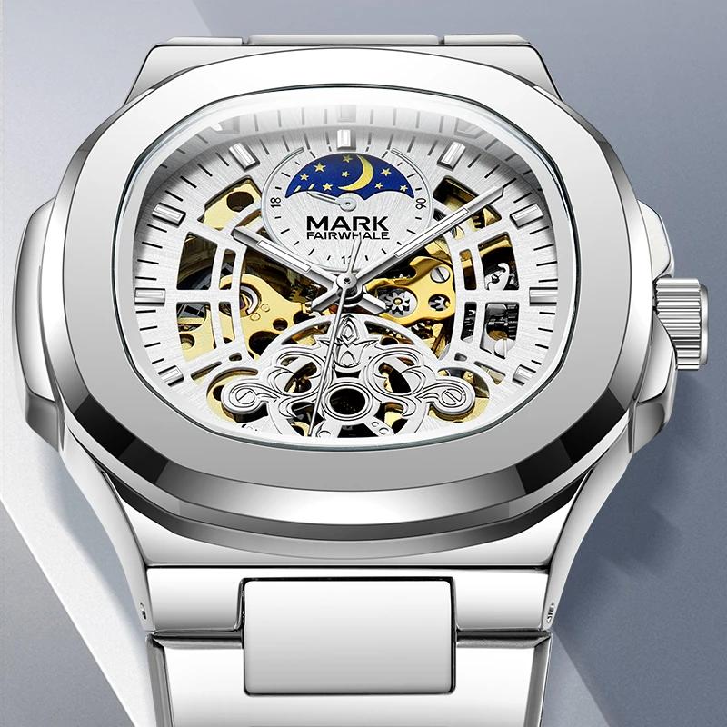MARK FAIRWHALE Mechanical Watches for Man Tourbillon Stainless Steel Waterproof Automatic Movement Luxury Men Watch Best Gift
