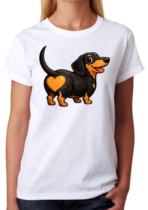 Cute Dachshund Love Heart Butt Dog Ladies Unisex T-Shirt Funny Pet Lover Tee XXXL