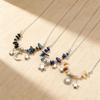Boho Multicolored Stones Beaded Necklaces for Women Ladies Vintage Metal Star Moon Sun Pendant Necklaces Vacation Jewelry Gifts