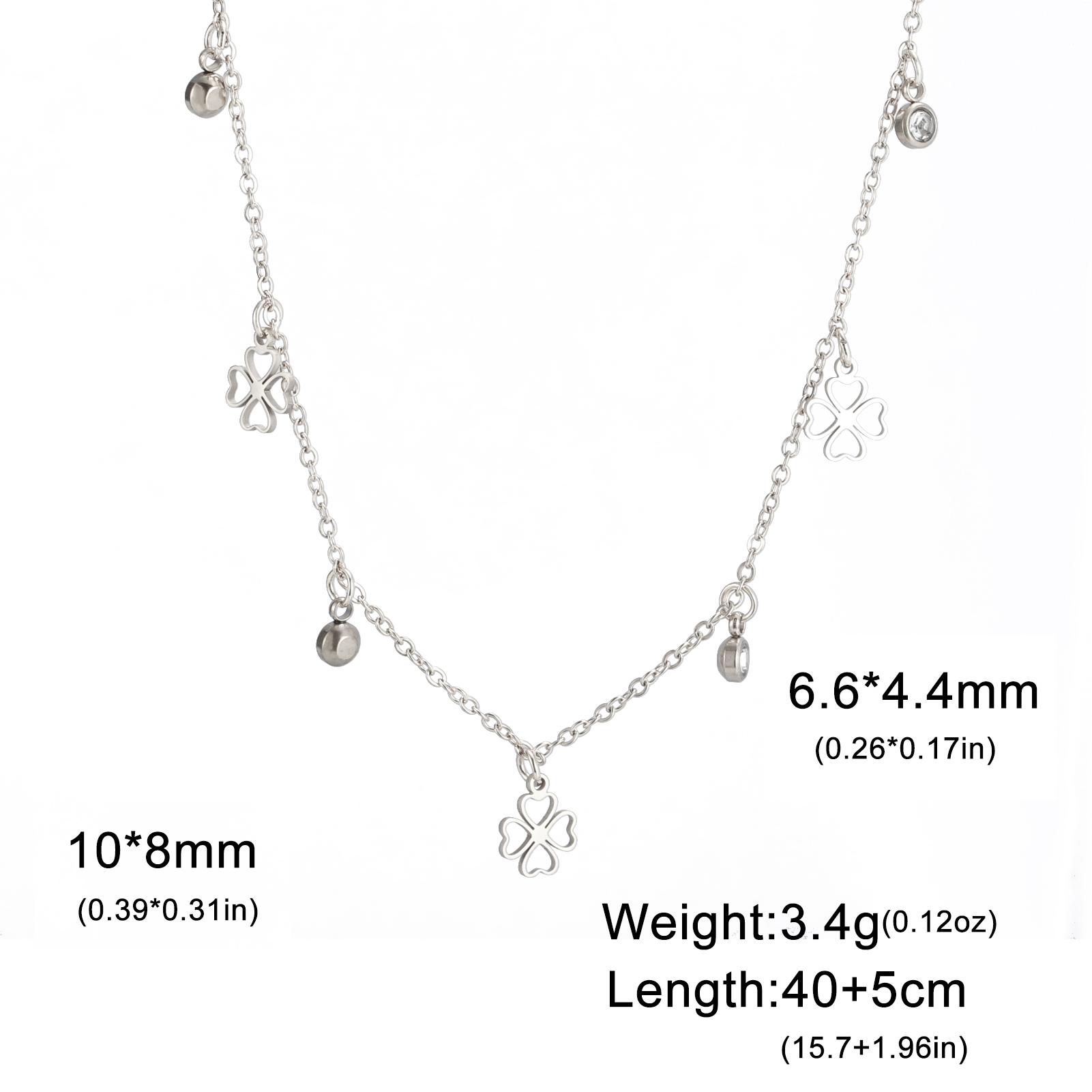 

Clear Zircon Mini Four-leaf Clover Charms Necklaces for Women Stainless Steel Choker Chain Jewelry 2026 Mother s Gift Wholesale 40cm