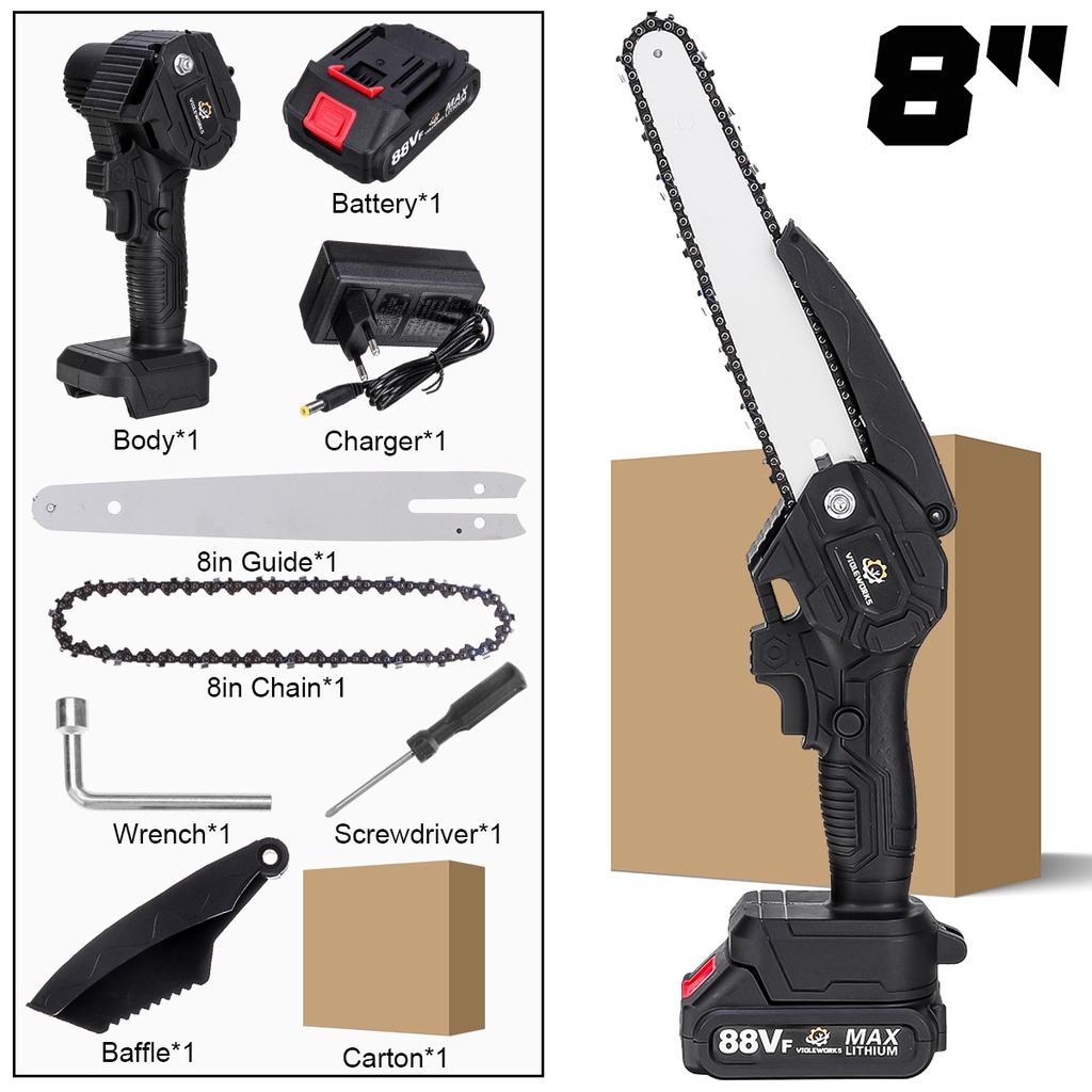 

3000 Вт 88VF 8-дюймовая бесщеточная электрическая пила Беспроводная портативная обрезная цепная пила Перезаряжаемая деревообрабатывающая электроинструмент Резак по дереву с батареей 1/2 1*Battery