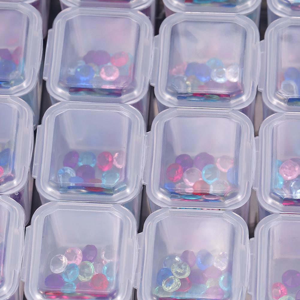 28 Slots Empty Clear Nail Art Decoration Rhinestone Gem Bead Container Storage Box