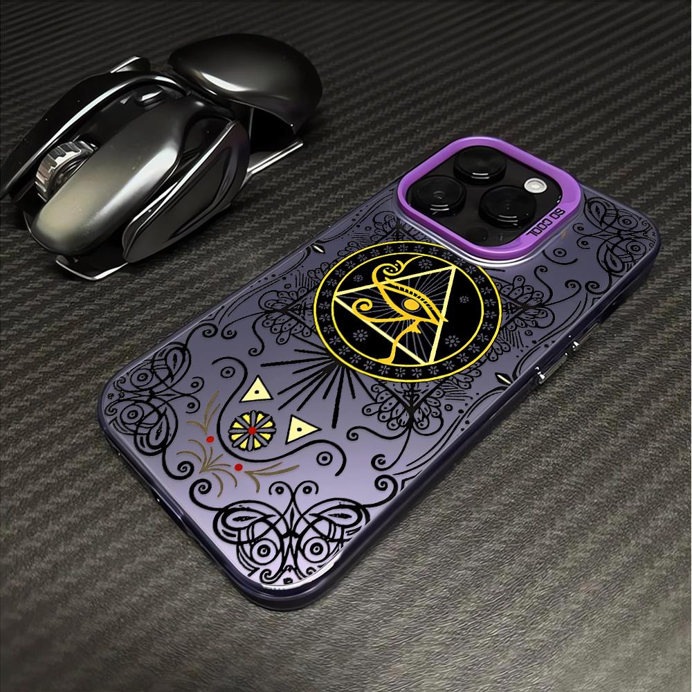 

Mystic Eye Symbol Phone Case for iPhone 17 16 15 14 Plus 13 12 11 Pro Max Dual Tone TPU Fashion Protective Cover For iPhone 11 фіолетовий