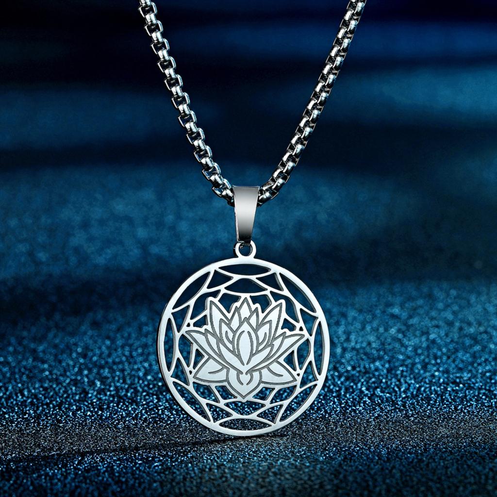 Kinitial Lotus Flower Pendant, Lotus Necklace Dainty Necklace For Women, Lotus Flower Jewelry, Lotus Jewelry,necklace
