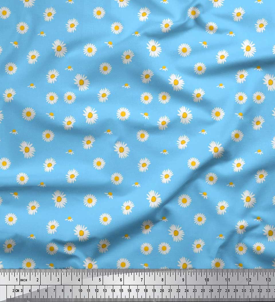 

Тканина Soimoi Японія Креп Сатин Тканина Дейзі Сорочечна Декоративна Тканина Принтований метр 42 дюйма 42 Inch Wide - Poly Crepe синій