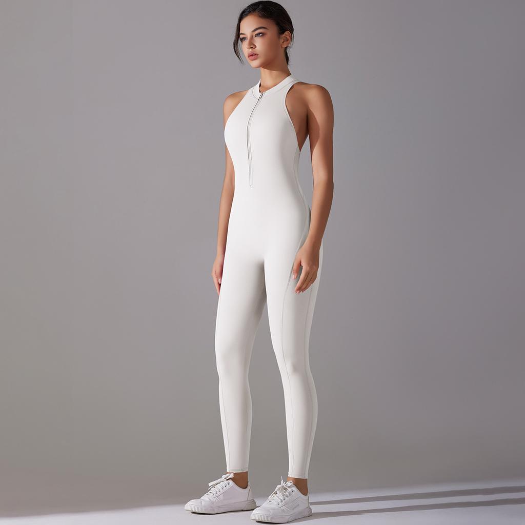 Einfarbig, Hohe Festigkeit, Eng anliegend, Nude Sport, Schöner Rücken, Lange Einteiler Yoga Kleidung, Laufen Fitness Einteiler Kleidung, Damen