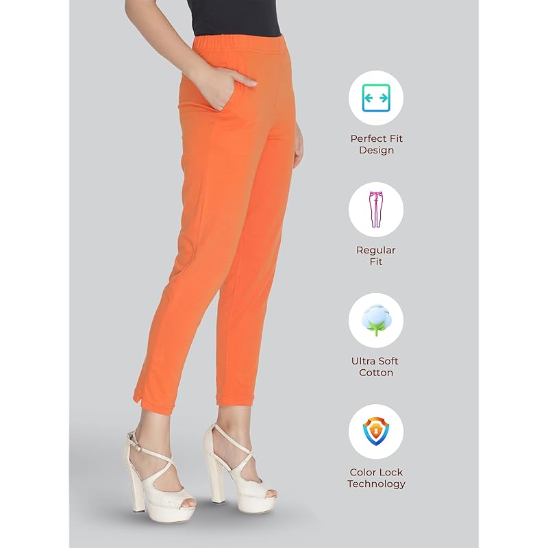 Lyra Women Solid Premium Cotton Kurtipant | Mid-Waist | Fashionwear L