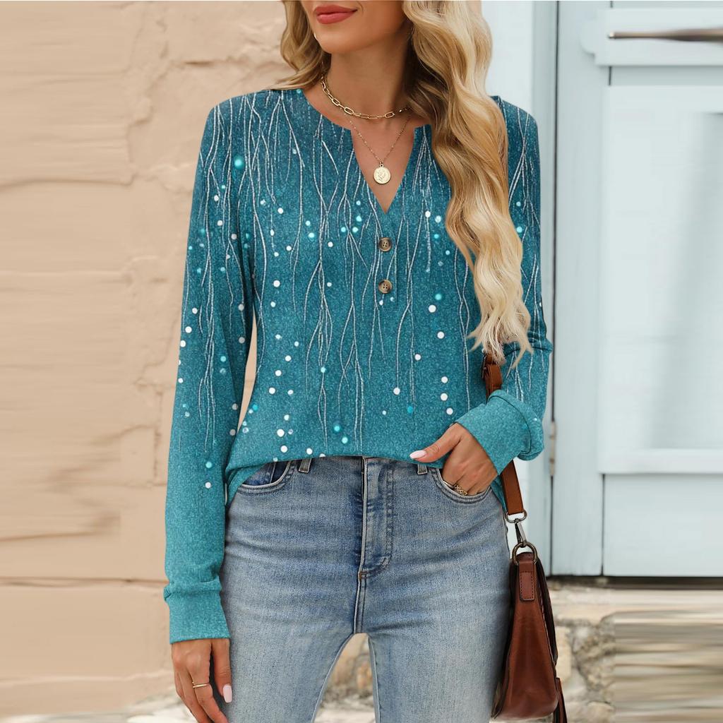 Women's Fashion Casual Floral Print Long Sleeve T-Shirt Pullover Top