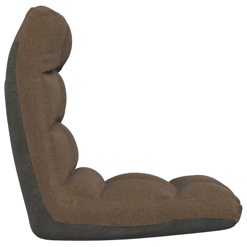 Foldable Floor Chair in Brown Fabric