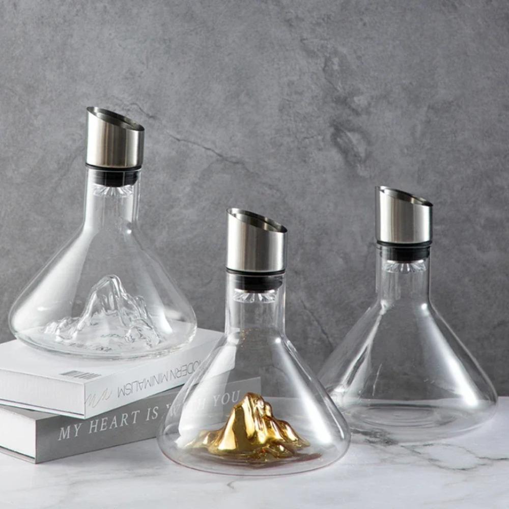 

Glass Wine Aerator Mountain Shaped Wine Aerating Pourer Iceberg Wine Decanter Family Gathering No Hill