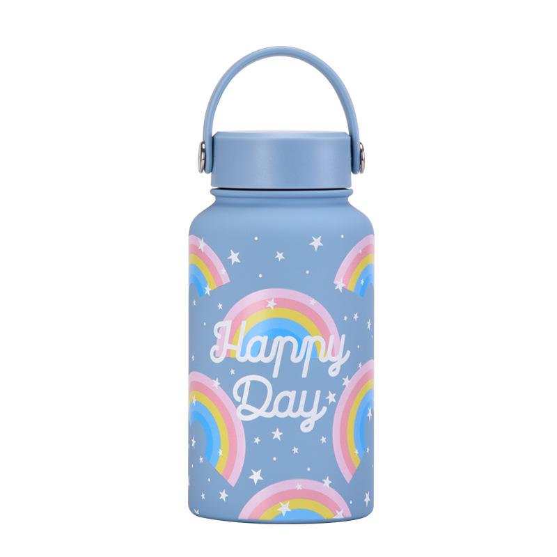 650Ml Thermos Cup Wide Mouth Portable Vacuum Children'S Student Sports Kettle Outdoor Printing Water Cup