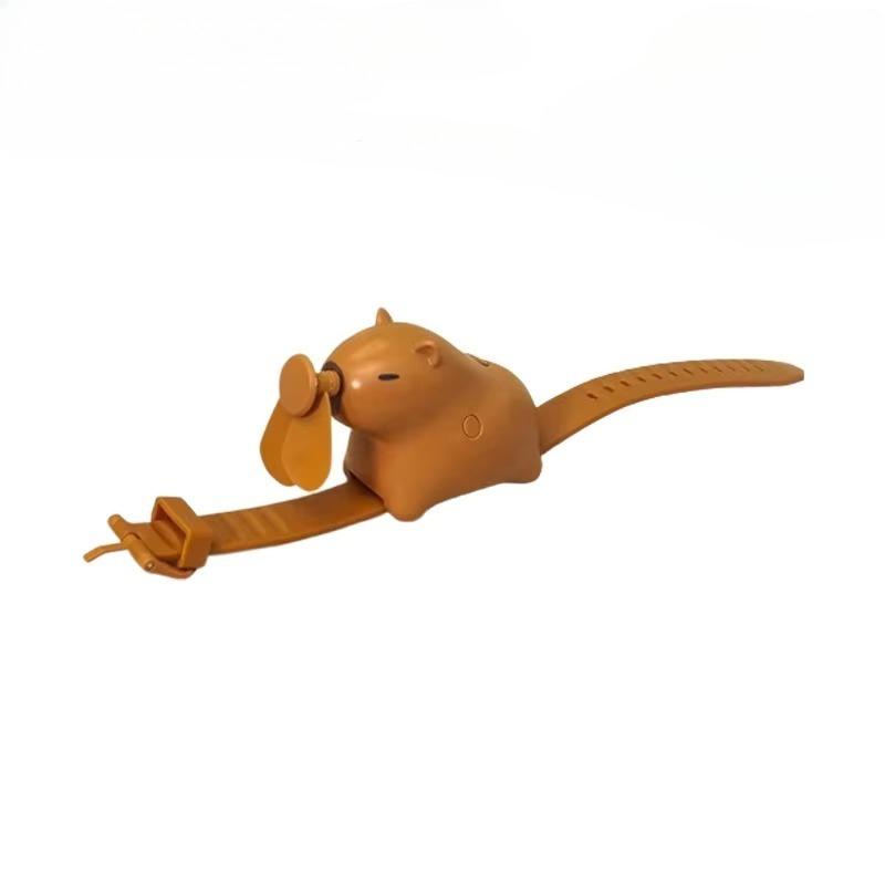 Tecknad Kapybara Klocka Fläkt för Barn 3 Hastigheter Armbandsfläkt Mjukt Band Bärbar Handhållen Kylning Gåva Födelsedagskalas Småpresenter