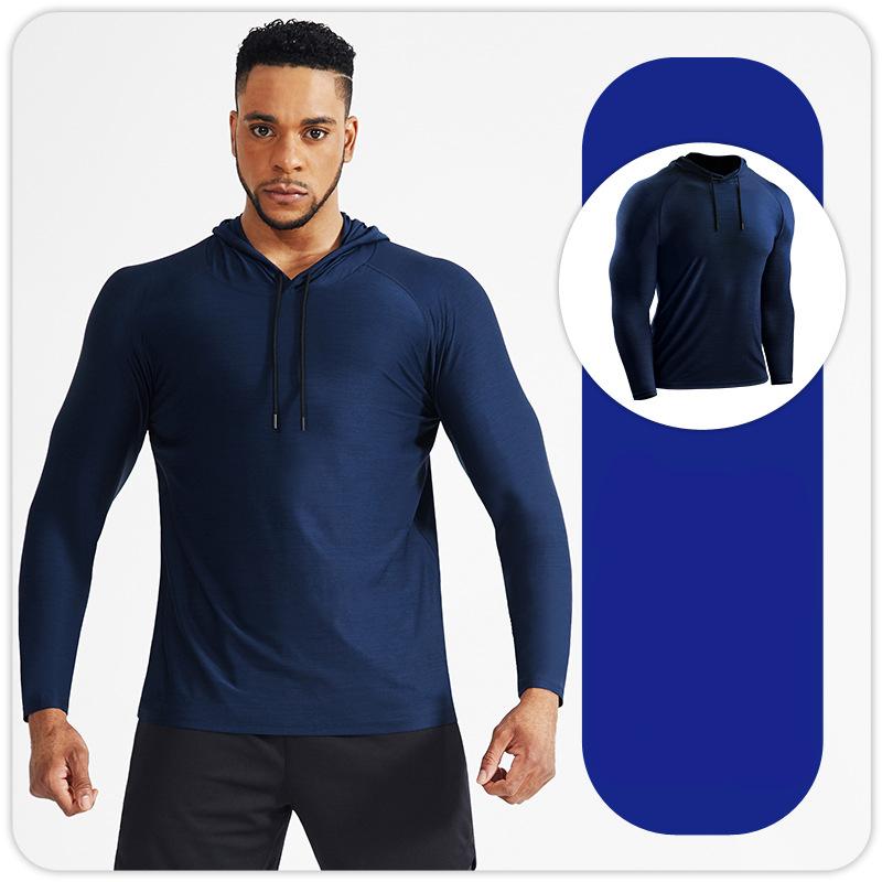 Hooded Long Sleeve Men's Sports T Shirt Sports Compression Jerseys Quick Drying Shirt Training Blouse Fitness Tops