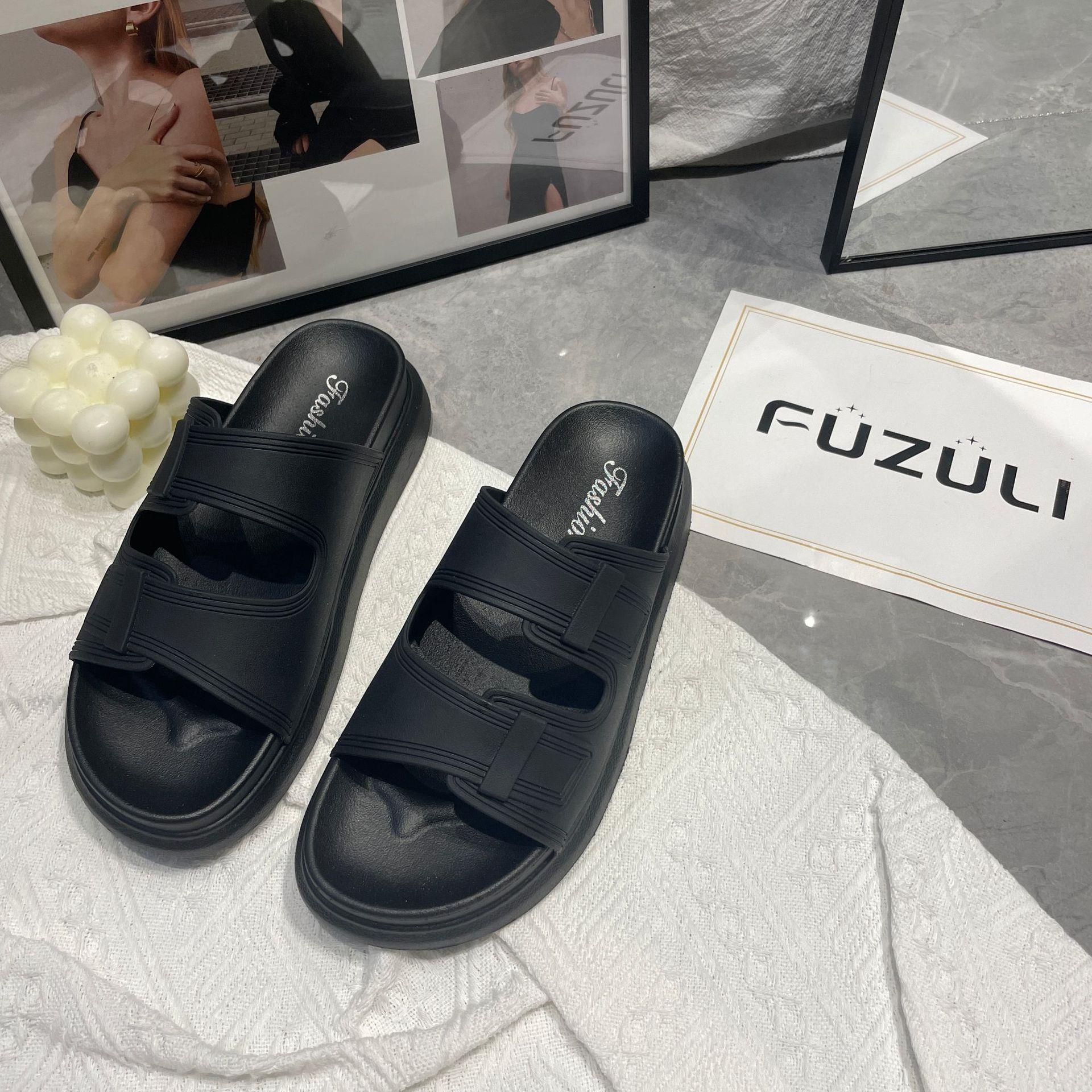 

Летние тапочки женские домашние нескользящие банные тапочки прохладные дышащие тапочки на плоской подошве повседневная пляжная обувь 40 чёрный