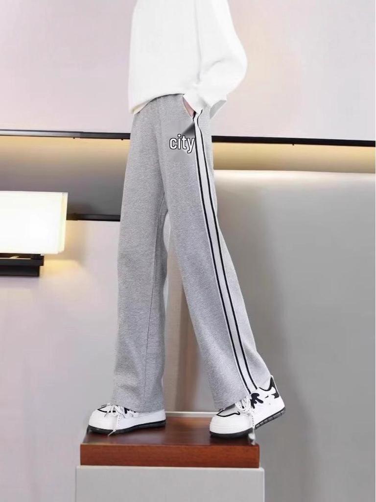 Dziewczęce spodnie z szerokimi nogawkami, podszyte polarem: Jesienno-zimowa odzież sportowa casualowa dla średnich i dużych dzieci