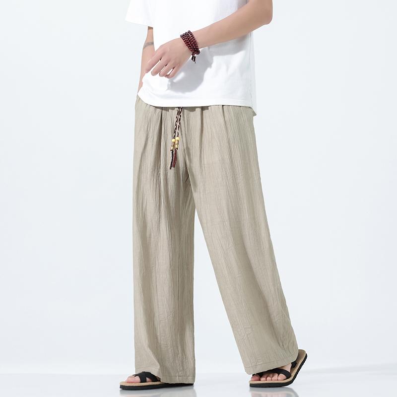 

2025 Summer Men Baggy Straight Pants Men Casual Wide Leg Oversized Trousers Men Vintage Drawstring Pants Men Black Jogger Pants XL чорний