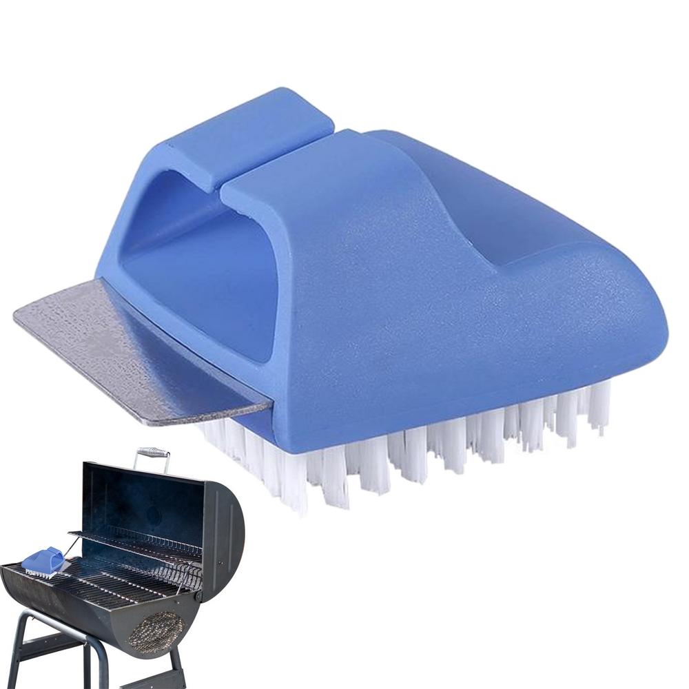 

Щетка для гриля Щетка для чистки сетки гриля Дизайн 2-в-1 Инструмент для чистки для дома, кухни, походов, пеших прогулок синий