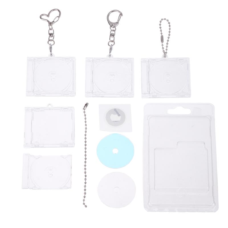 Mini Cd Keychain Album Cases Plastic Cd Cases Clear DVD Cover Bulk DVD Jewel Keyring Music Blank Mini Compact Disc Holder