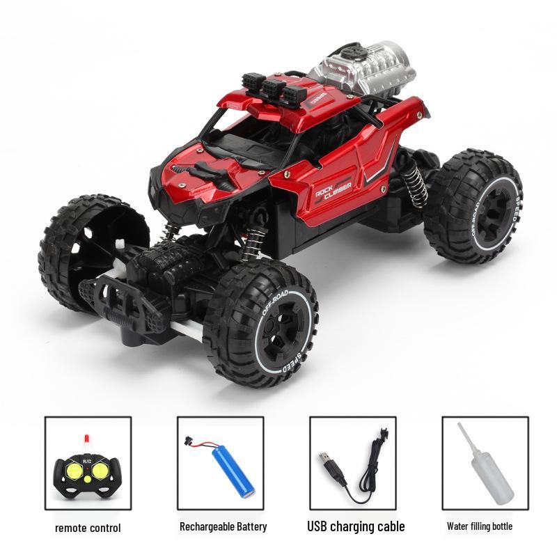 Remote Control Car for Kids: Cool Spray, Climbing Alloy, Rechargeable, Electric 4WD with Lights, Gift-Ready.