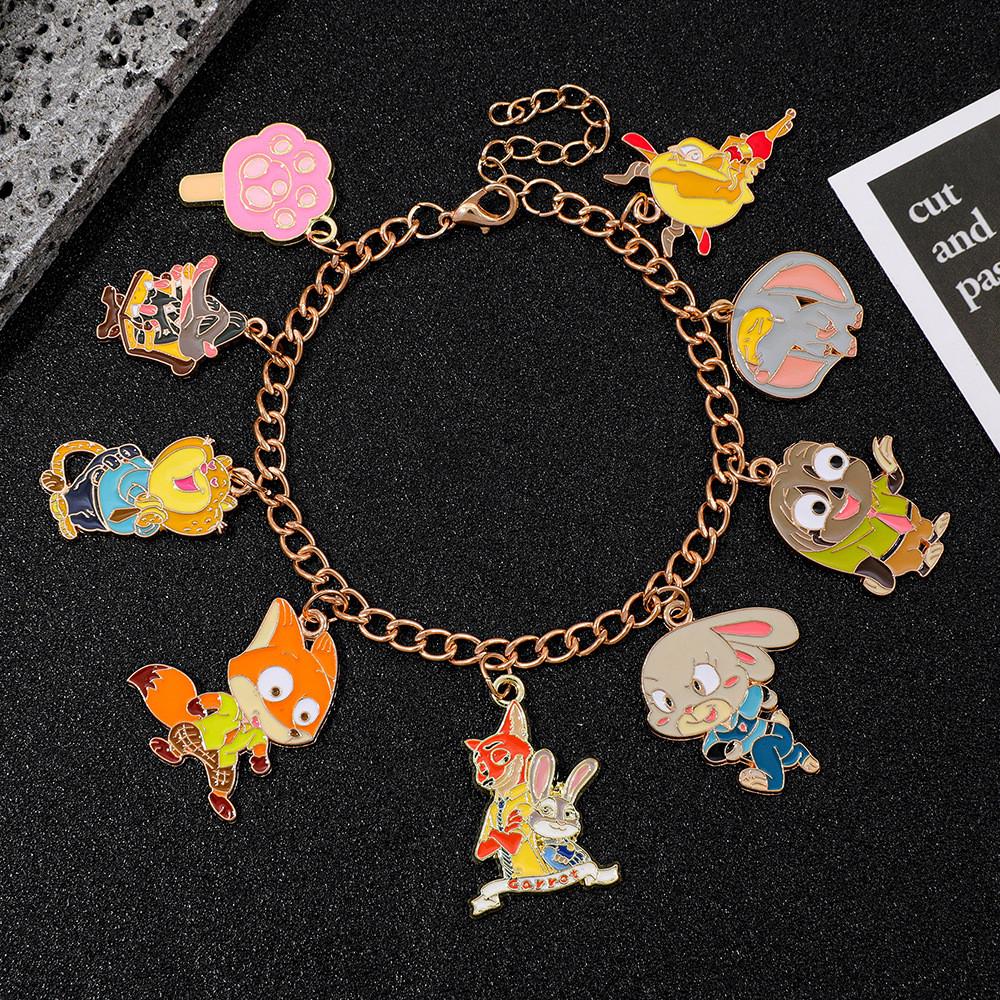 Bracelet Charmant Dessin Animé Zootopie Avec Pendentif en Alliage de Zinc Pour Cadeau de Voyage