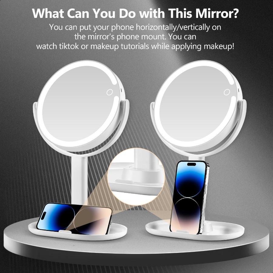 Makeup Mirror with Lights20X Magnifying Mirror with Light and Touch Switch Vanity Mirror with 3 Color Light and 80 LEDs 2Sided
