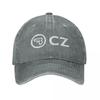 White CZ Guns Logo Baseball Cap Classic Distressed Cotton Snapback Cap Men Women Outdoor Hats Cap